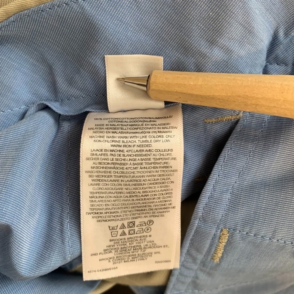 Brooks Brothers Pants 36x30 Khaki Lightweight Advantage Chino Clark 100% Cotton - Picture 12 of 14